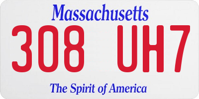 MA license plate 308UH7