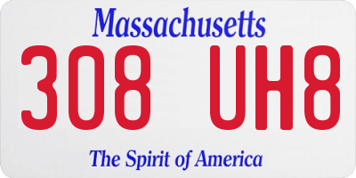 MA license plate 308UH8
