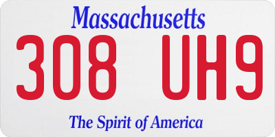 MA license plate 308UH9
