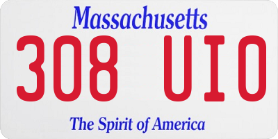 MA license plate 308UI0