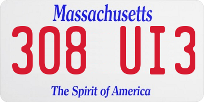 MA license plate 308UI3