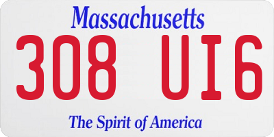 MA license plate 308UI6