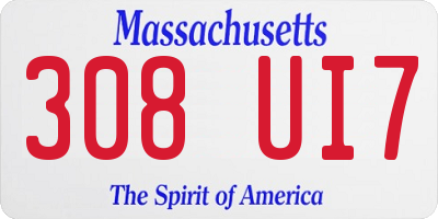 MA license plate 308UI7