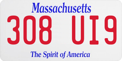 MA license plate 308UI9