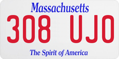 MA license plate 308UJ0