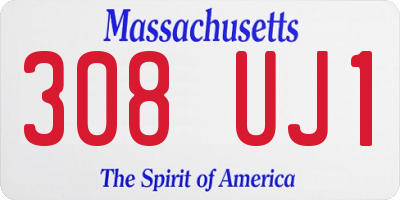 MA license plate 308UJ1