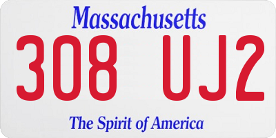 MA license plate 308UJ2