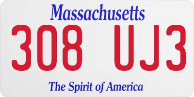 MA license plate 308UJ3