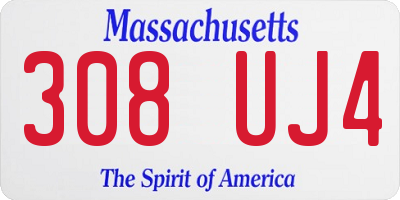 MA license plate 308UJ4