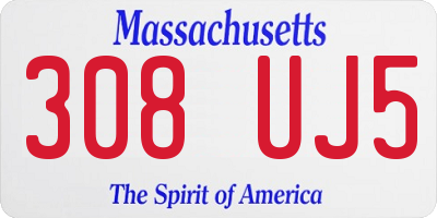 MA license plate 308UJ5