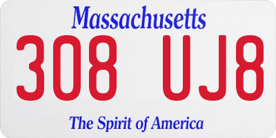 MA license plate 308UJ8