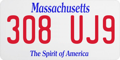 MA license plate 308UJ9