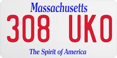 MA license plate 308UK0