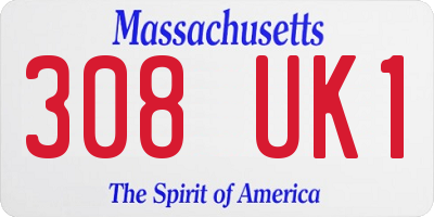 MA license plate 308UK1