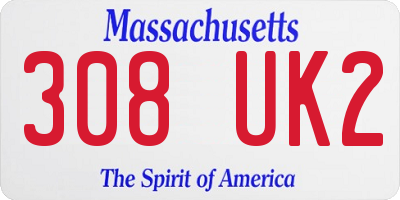 MA license plate 308UK2