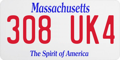 MA license plate 308UK4