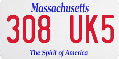 MA license plate 308UK5
