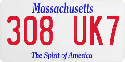 MA license plate 308UK7