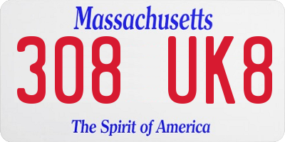 MA license plate 308UK8