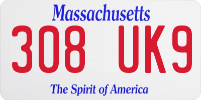 MA license plate 308UK9