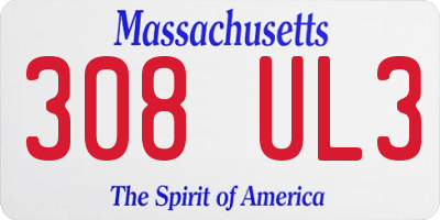 MA license plate 308UL3