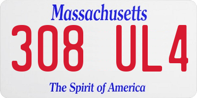 MA license plate 308UL4