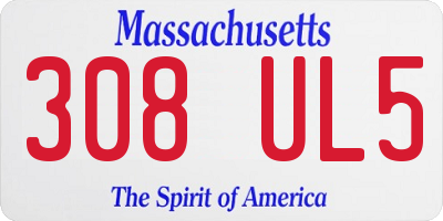 MA license plate 308UL5