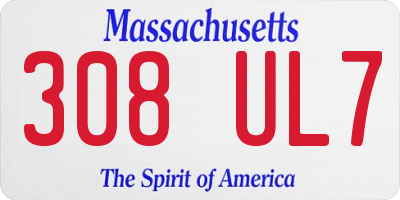 MA license plate 308UL7