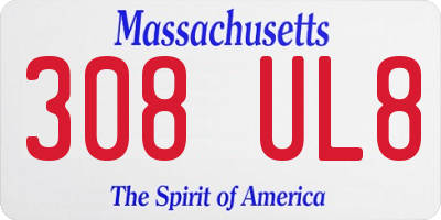 MA license plate 308UL8
