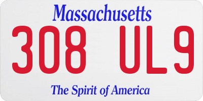 MA license plate 308UL9