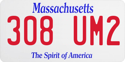 MA license plate 308UM2