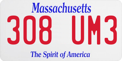 MA license plate 308UM3