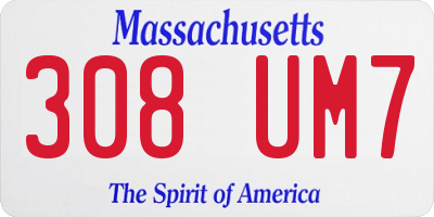 MA license plate 308UM7