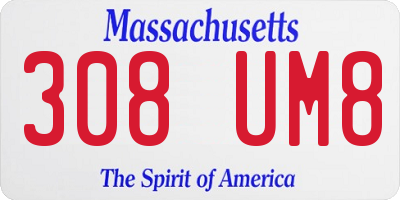 MA license plate 308UM8