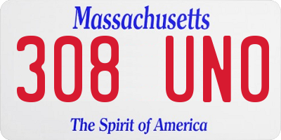 MA license plate 308UN0