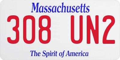 MA license plate 308UN2
