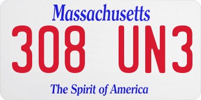 MA license plate 308UN3