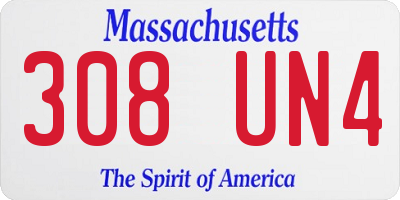 MA license plate 308UN4