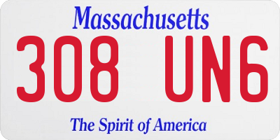MA license plate 308UN6