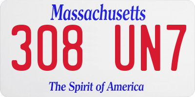 MA license plate 308UN7