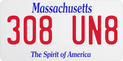MA license plate 308UN8
