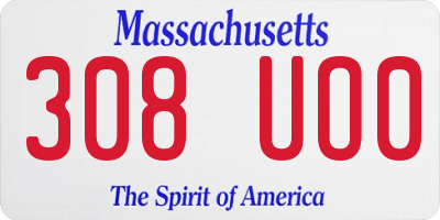 MA license plate 308UO0