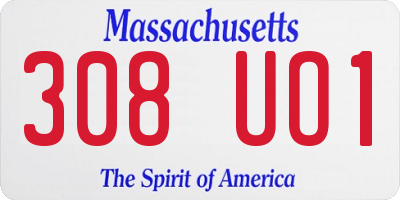 MA license plate 308UO1
