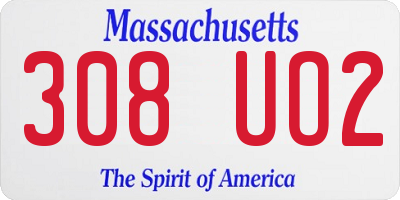 MA license plate 308UO2