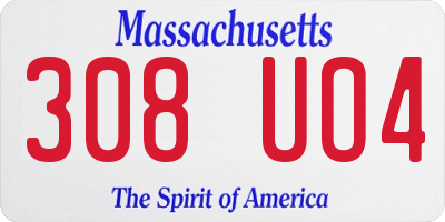 MA license plate 308UO4
