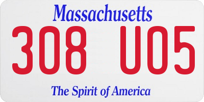 MA license plate 308UO5