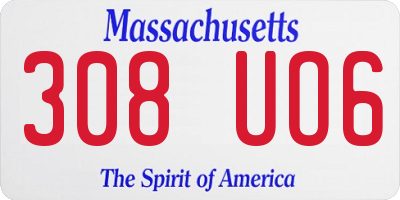 MA license plate 308UO6
