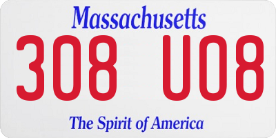 MA license plate 308UO8