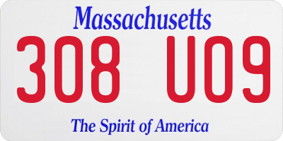 MA license plate 308UO9