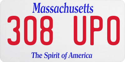 MA license plate 308UP0
